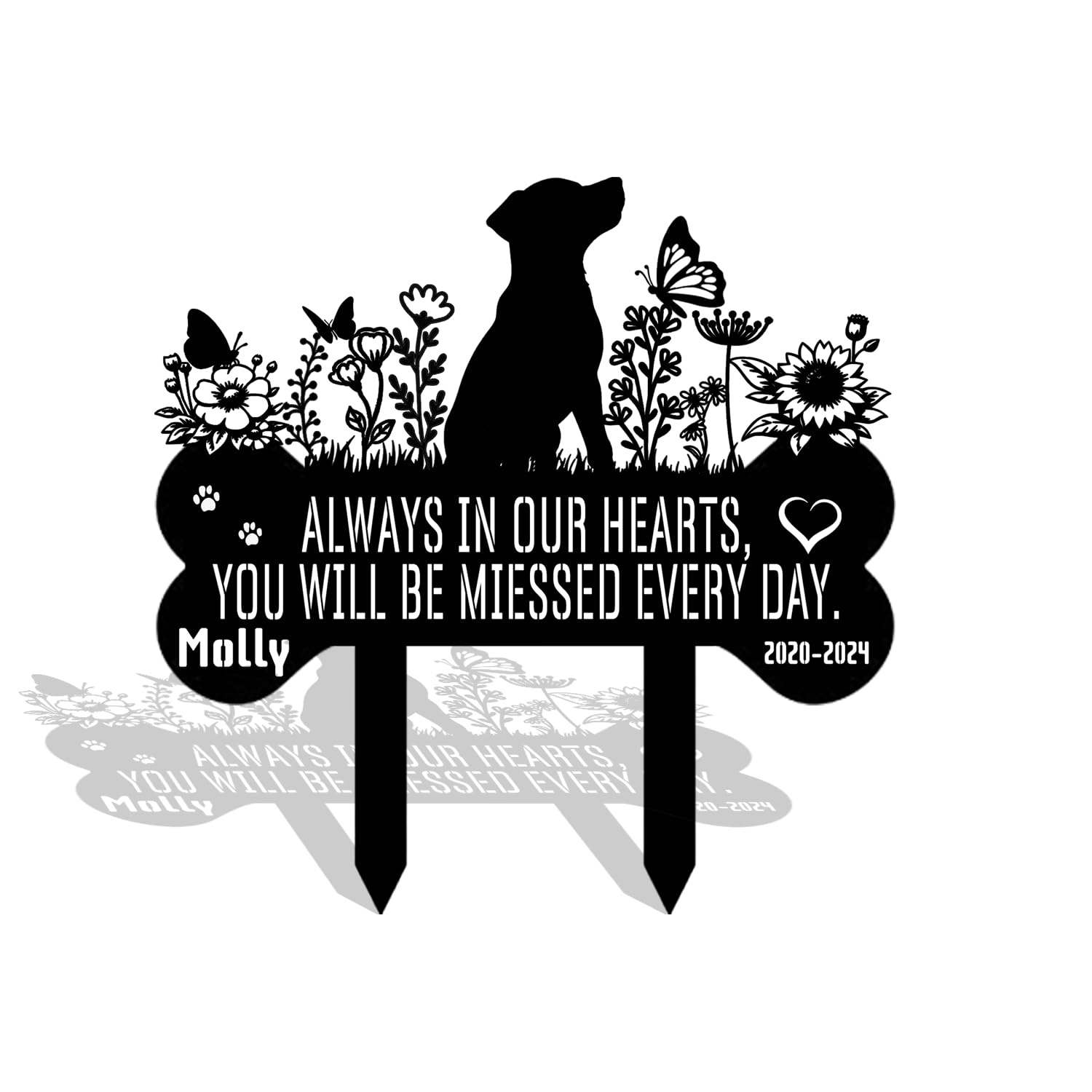 Custom Pet Grave Markers Dog, Custom Pet Metal Memorial Garden Stake, Pet Metal Memorial Garden Stake, Garden Stakes Plaque Pet Headstone Garden Memorial Graves, Dog Memorial Gifts for Loss of Dog — image 1