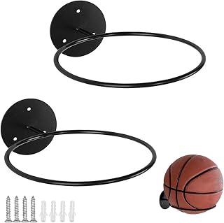 YunBey Soporte de Pared para Balones, 2 Piezas Estante de Bola Universal Soporte de Exhibición de Pelota con Tornillos para Fútbol Baloncesto Voleibol Rugby (Negro)