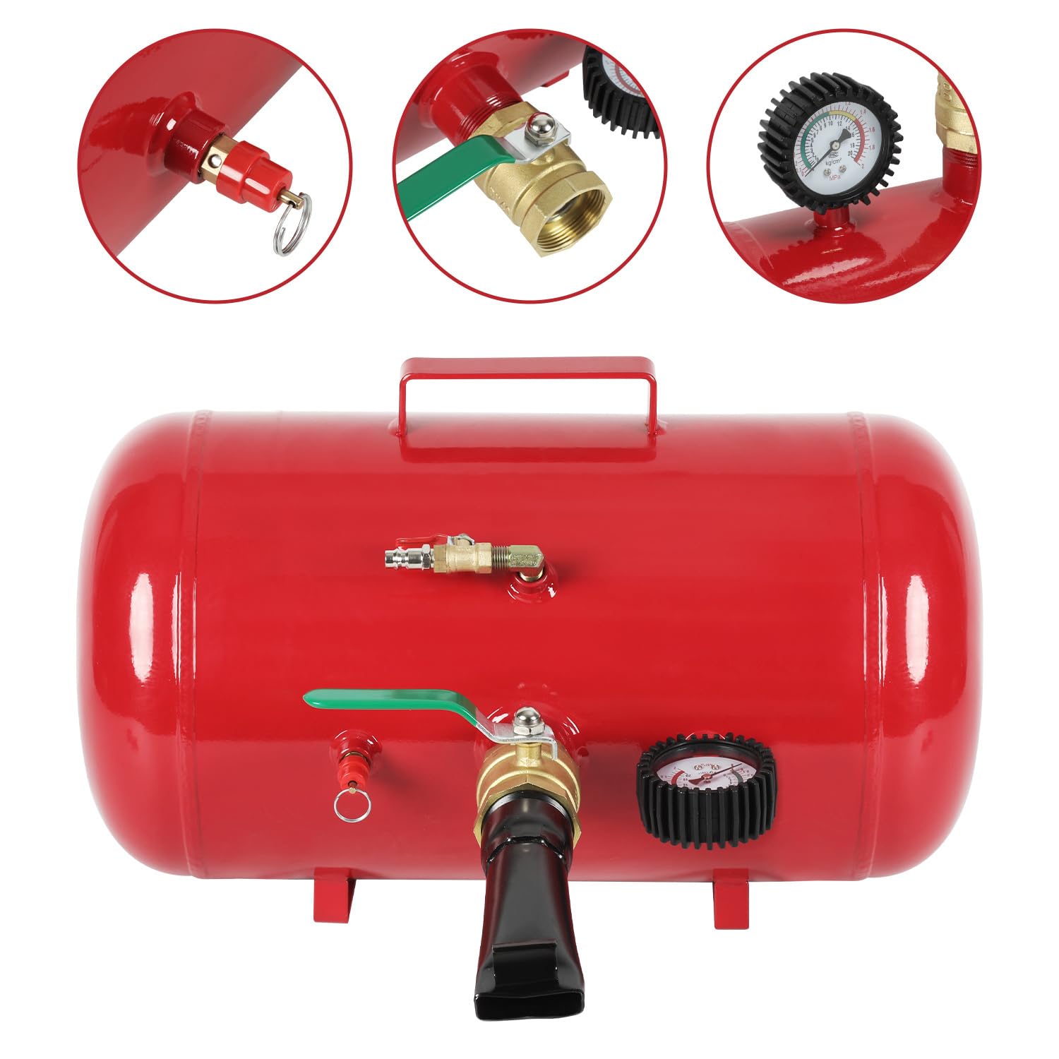 Booster de pneu 40 l Gonfleur de pneu à air comprimé 8 bar Pression de travail max. 10 bar avec valve de sécurité 30 x 59 cm pour voiture, camion, tracteur et camping-car
