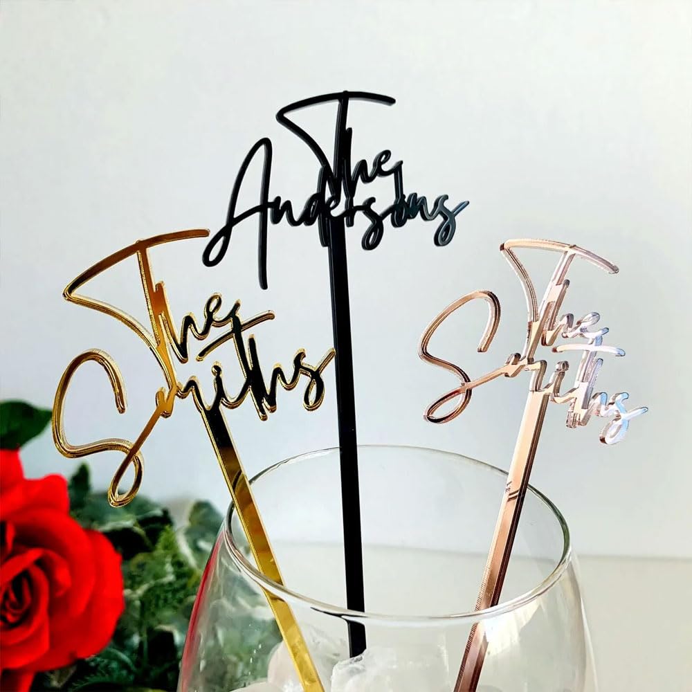Personalized Drink Stirrers, Wedding Stir Sticks, Custom Initial Cocktail Stirrers, Birthday Party, Engagement Party, Anniversary Drink Tags,Baby Shower Favors, Wedding Decor (Style3)