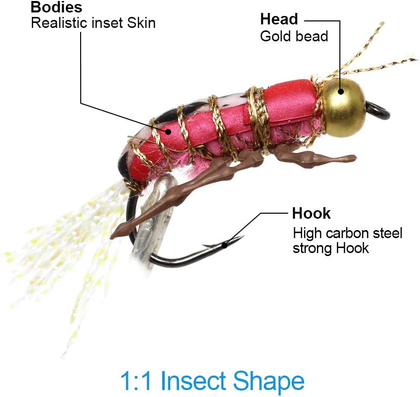 YZD Fly Fishing Flies Realistic Dry Wet Nymph Trout Flies Hand Tie Lures Kits 12/26/48 Pcs…