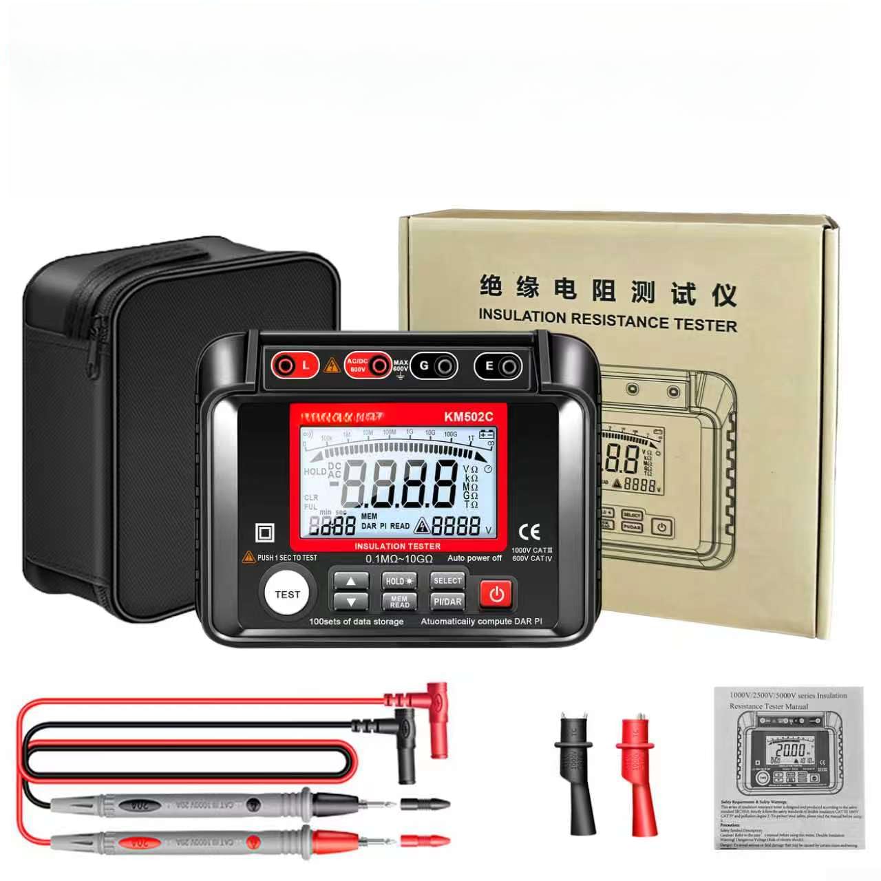KM502C Megohmmeter 10GΩ Industriequalität, elektrische Isolationsleistungsprüfgerät für Hochspannungsgeräte