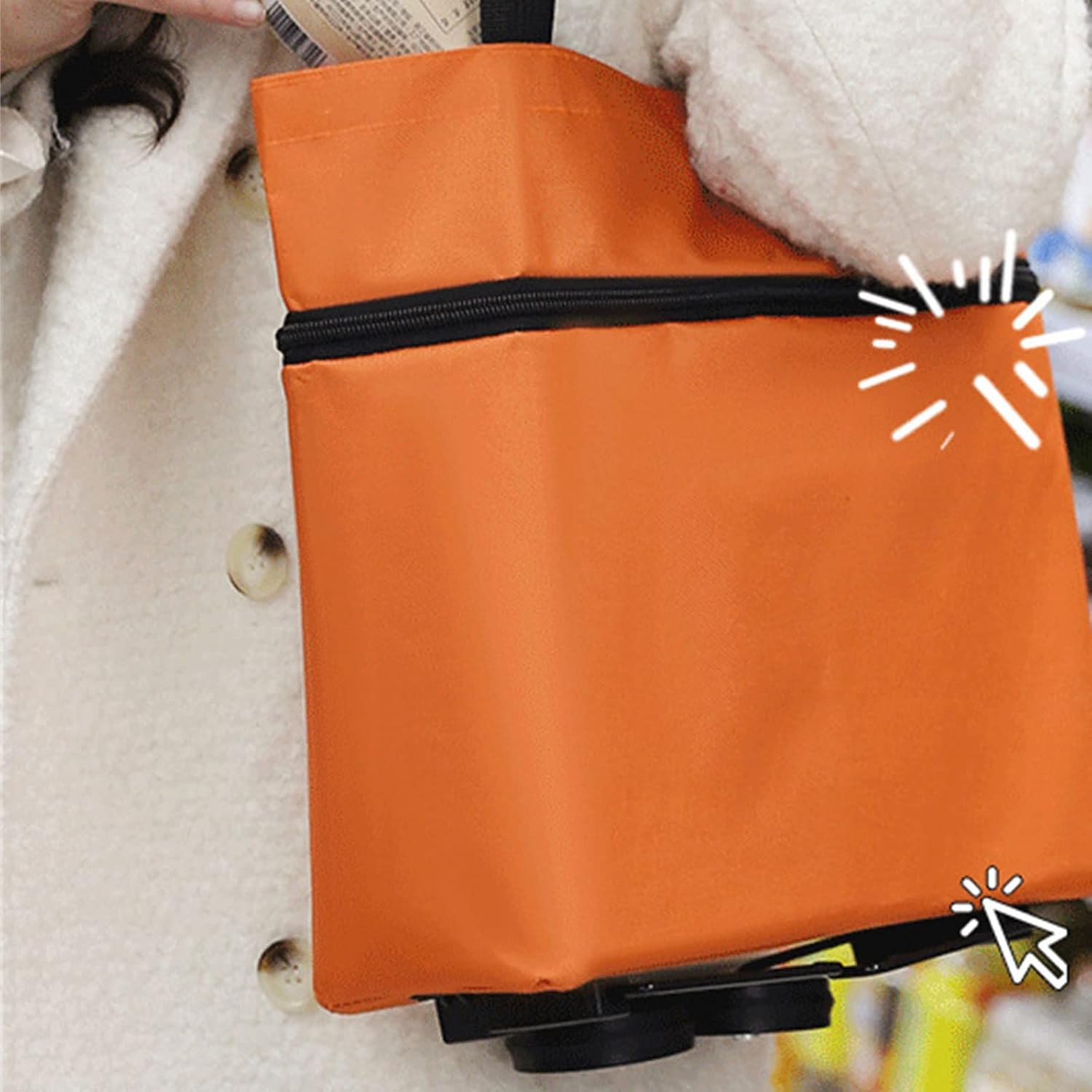 Pull Cart Trolley Bag Oxford Cloth Shopping Food Organization Container for Shopping Mall Vegetable Fruit Foldable Basket