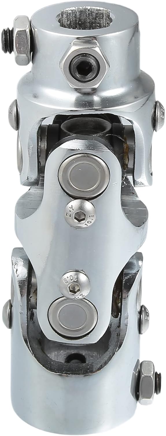 ACROPIX Universal 1" DDx3/4" DD Auto Double Steering U-Joint Coupler Replacement Chrome Tone - Pack of 1