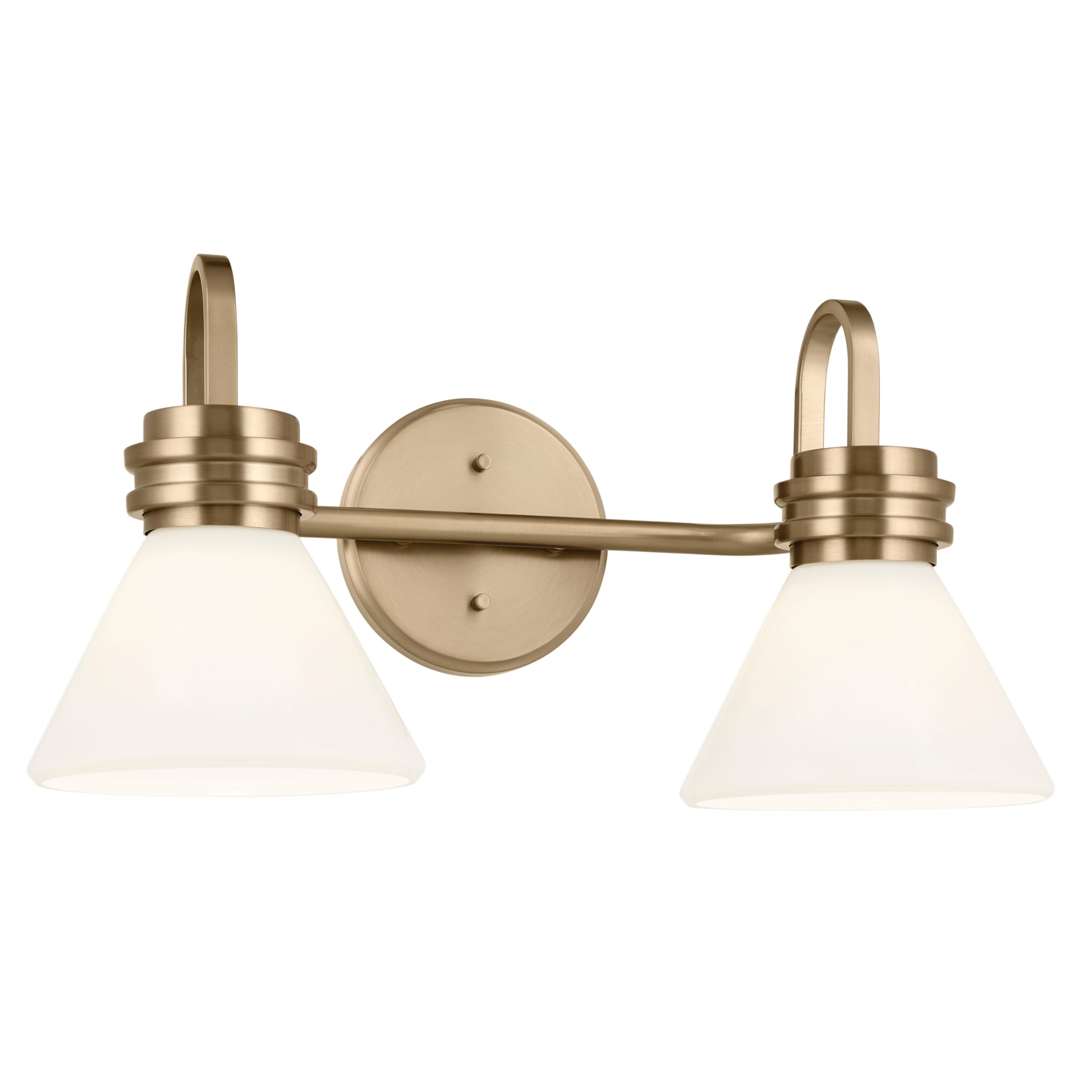 Kichler Farum 2-Light Bathroom Vanity Light, Champagne Bronze | Modern vanity light with opal glass for bathroom mirrors (19.25" x 9.5"), 55154CPZ