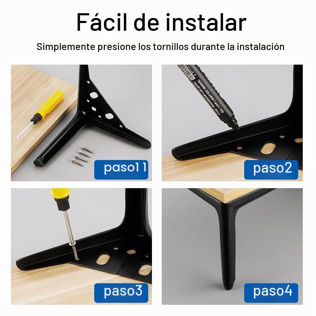 Genérico 4 Pcs Patas para Muebles de Acero INOX, Patas de Muebles Metal, Pies para Sofá de Repuesto,Negro Dorado Plata con y Almohadillas de Goma 4" 5" 6" 7" 8" 10"(Silver,H 10''/25cm)