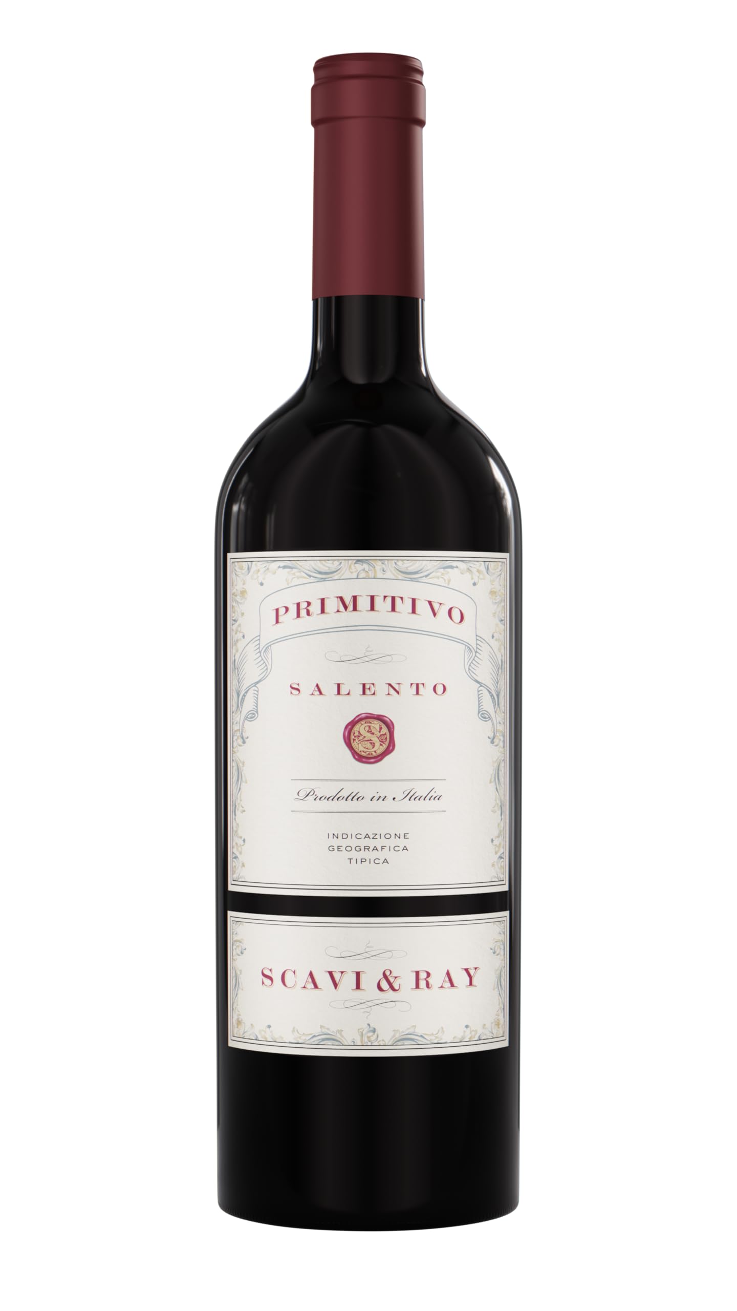 SCAVI & RAY Primitivo Salento IGT Rotwein 0,75l, halbtrocken, samtig-weicher Cuvée aus Apulien in Italien, 13% Vol. Alkohol – Ideal zu italienischen Gerichten und Gegrilltem