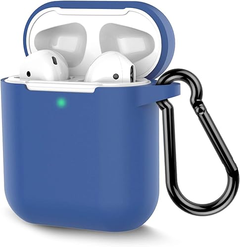 Coffea Funda protectora de silicona con llavero para Apple AirPods 2 (azul rey)