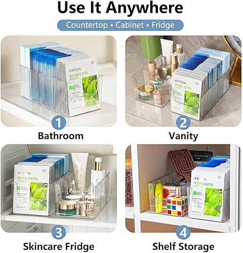 Miniatura 6 de Organizador de maquillaje de plástico transparente con divisores extraíbles, almacenamiento impermeable para encimeras de baño para máscaras