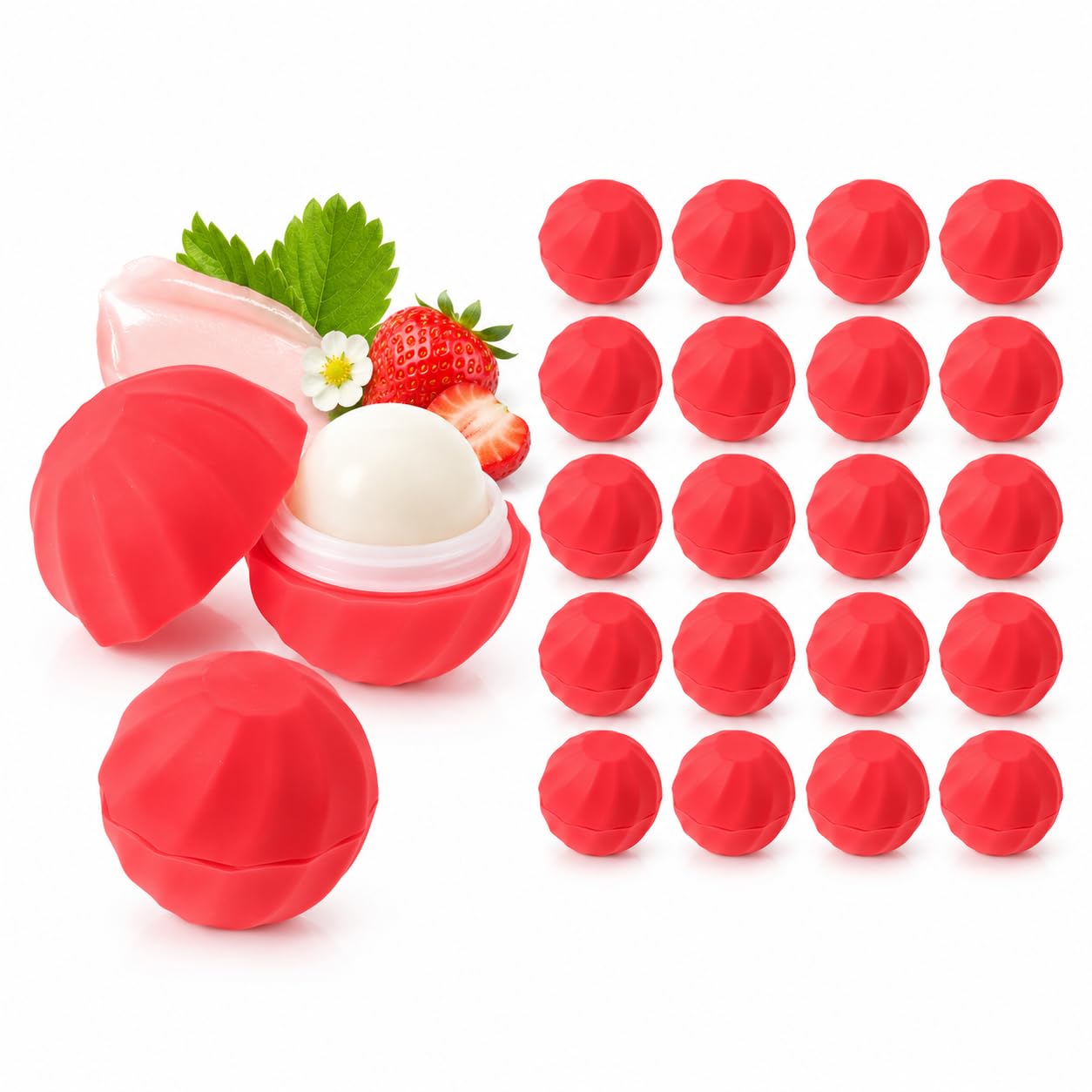 Beavorty Refillable Lip Balm Containers 20-pack Sphere Lip Balm Containers with Screw Cap Empty Lipstick Tubes for Diy Natural Travel size Storage for Purse