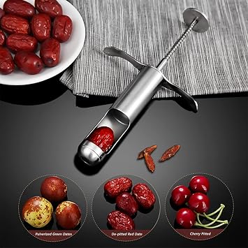 Suuker Cherry Pitter、プロフェッショナル ステンレススチール チェリー芯抜きフルーツコア ピッター リムーバー、ポータブル チェリーピッター ツール レッドデートに最適 ホーソーン グレープ キッチン ガジェット