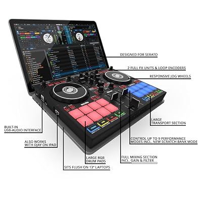 RELOOP Ready | Serato Designed for DJ Lite (included) and DJ Pro Compact 2-Channel DJ Controller/Controller | Plug and play with Algoriddim djay Pro AI apps on iOS and iPadOS. (Mac/PC/iOS)