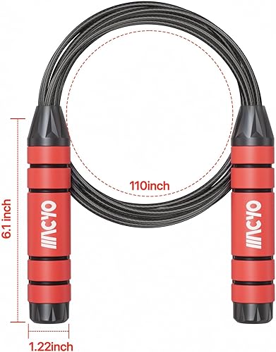 Miniatura 8 de Macyo Cuerda de saltar ajustable con rodamientos triples, cable de acero sin enredos, asas pesadas, ideal para entrenamiento de velocidad, gimnasio