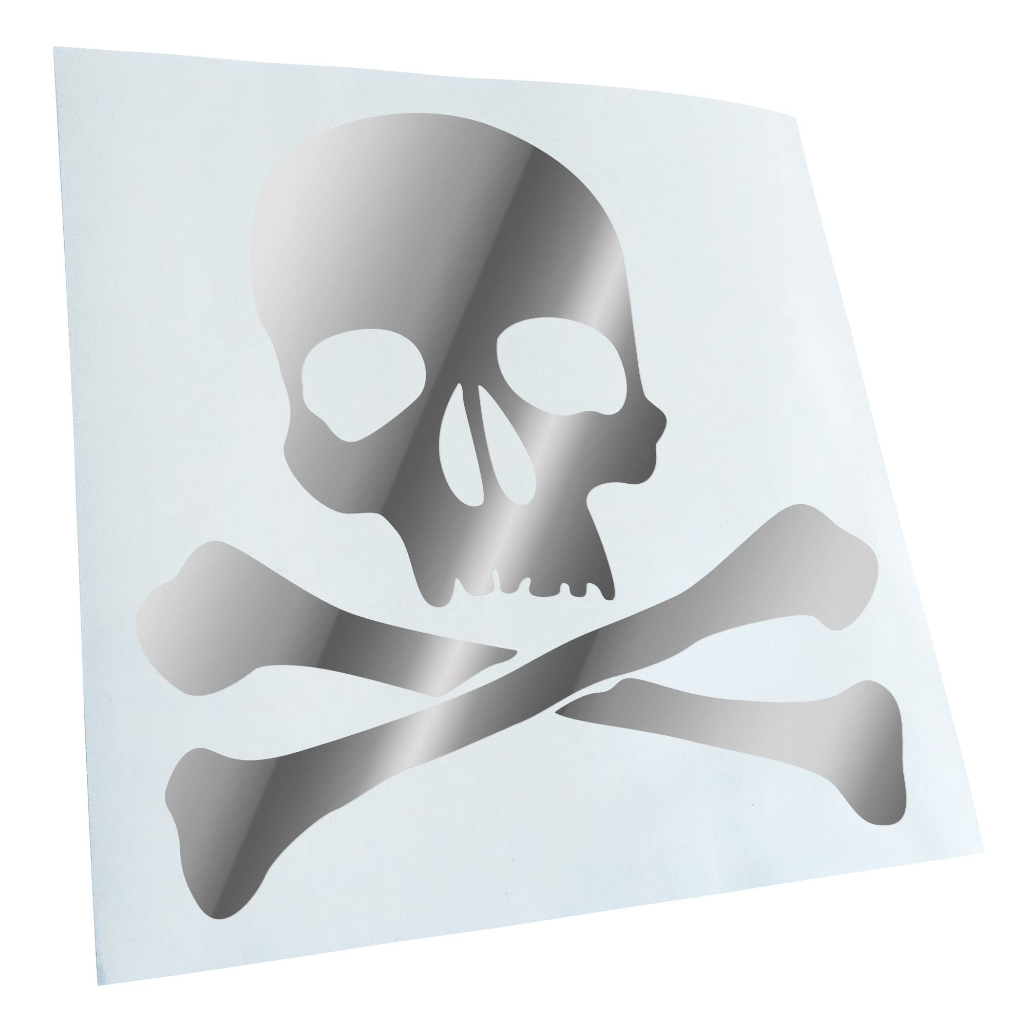 Kiwistar - Car Sticker - Chrome - 24 x 24 cm Skull - Death Symbol - Pirates - Rear Window Car Sticker Weatherproof for Car Truck Moped Truck - Sticker Exterior Self-Adhesive Tuning Accessories for