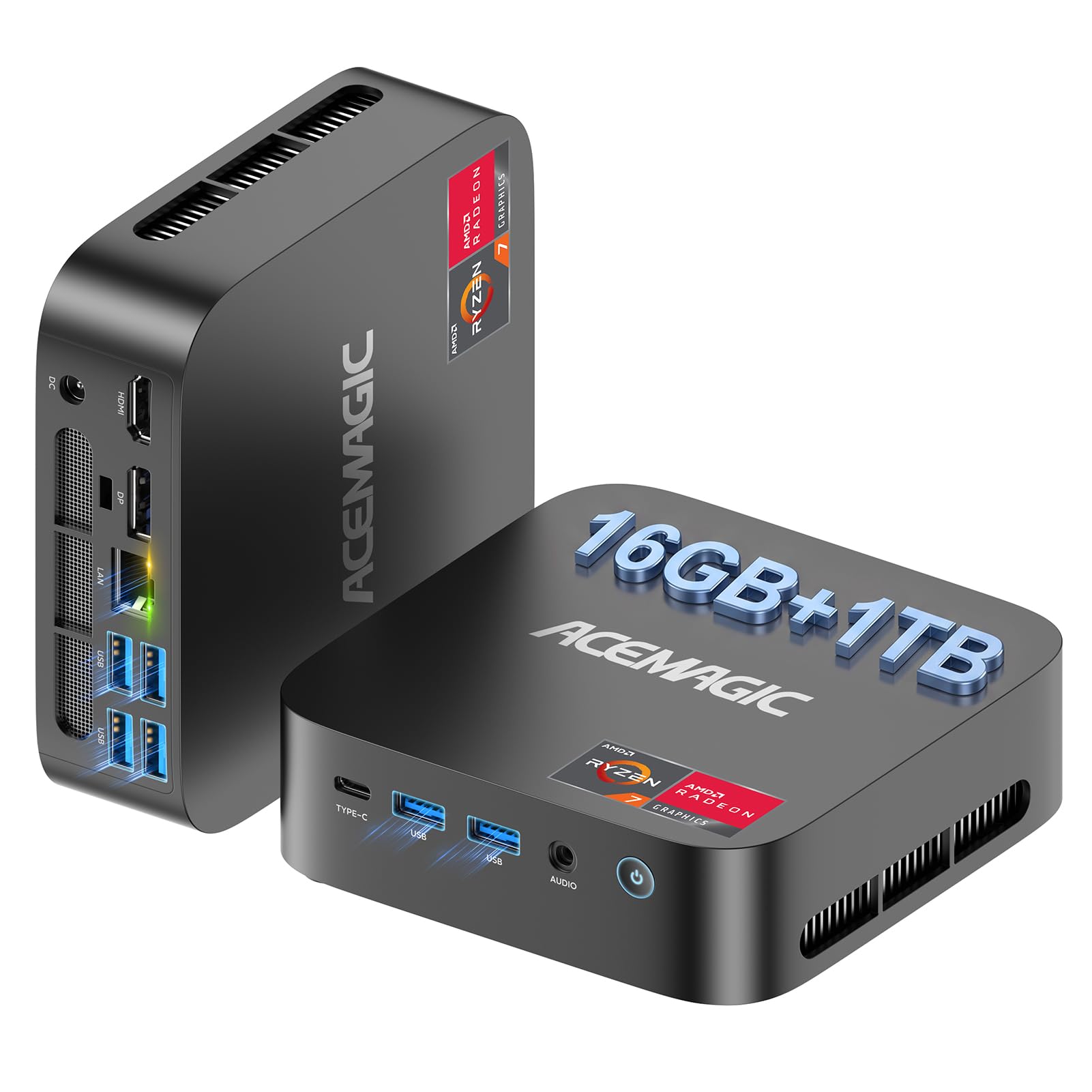 ACEMAGIC K1 Mini PC Windows 11 Pro, AMD Ryzen 5 7430U, 16GB DDR4, 1TB SSD