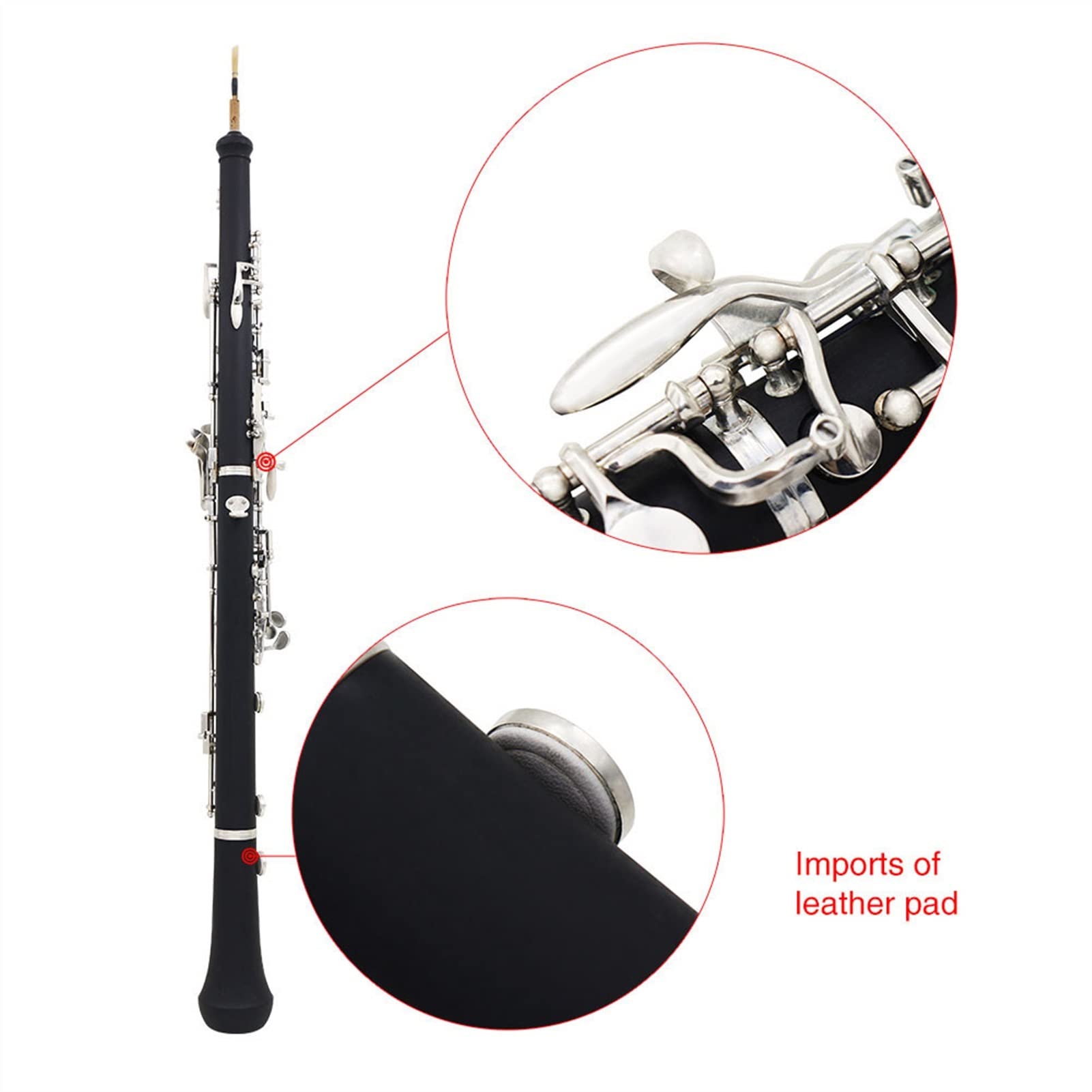 Strumento Oboe Strumento A Fiato A Chiave in Argento con Chiave Oboe Professionale in Bachelite Stile Semi-Automatico per Oboe Professionale Principiante di Oboe