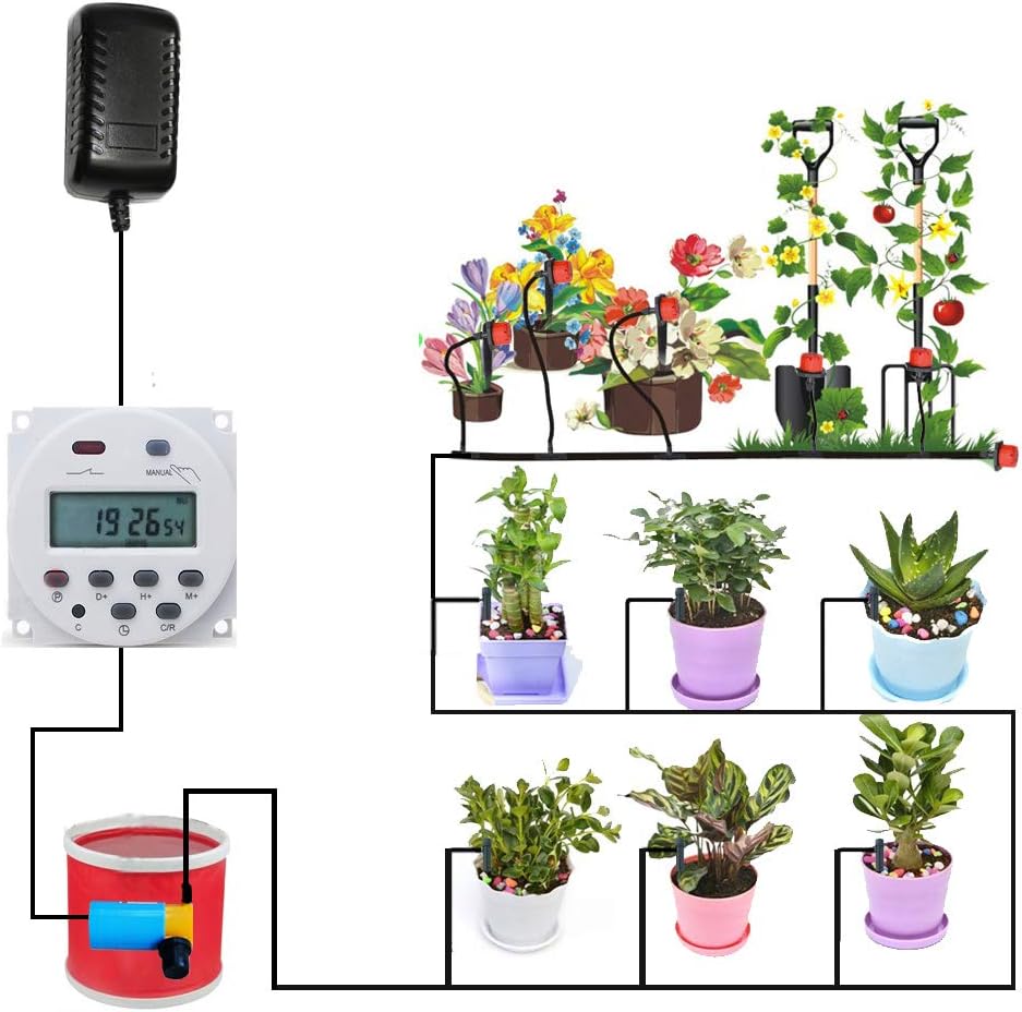 Automatic Watering System with Digital Timer 12V DC Switch Auto Irrigation for Indoor Plant