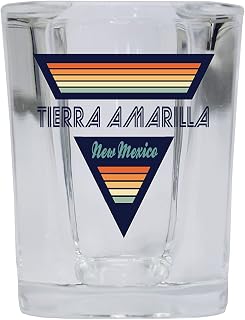 R and R Imports Tierra Amarilla New Mexico 2 Ounce Square Base Liquor Shot Glass Retro Design