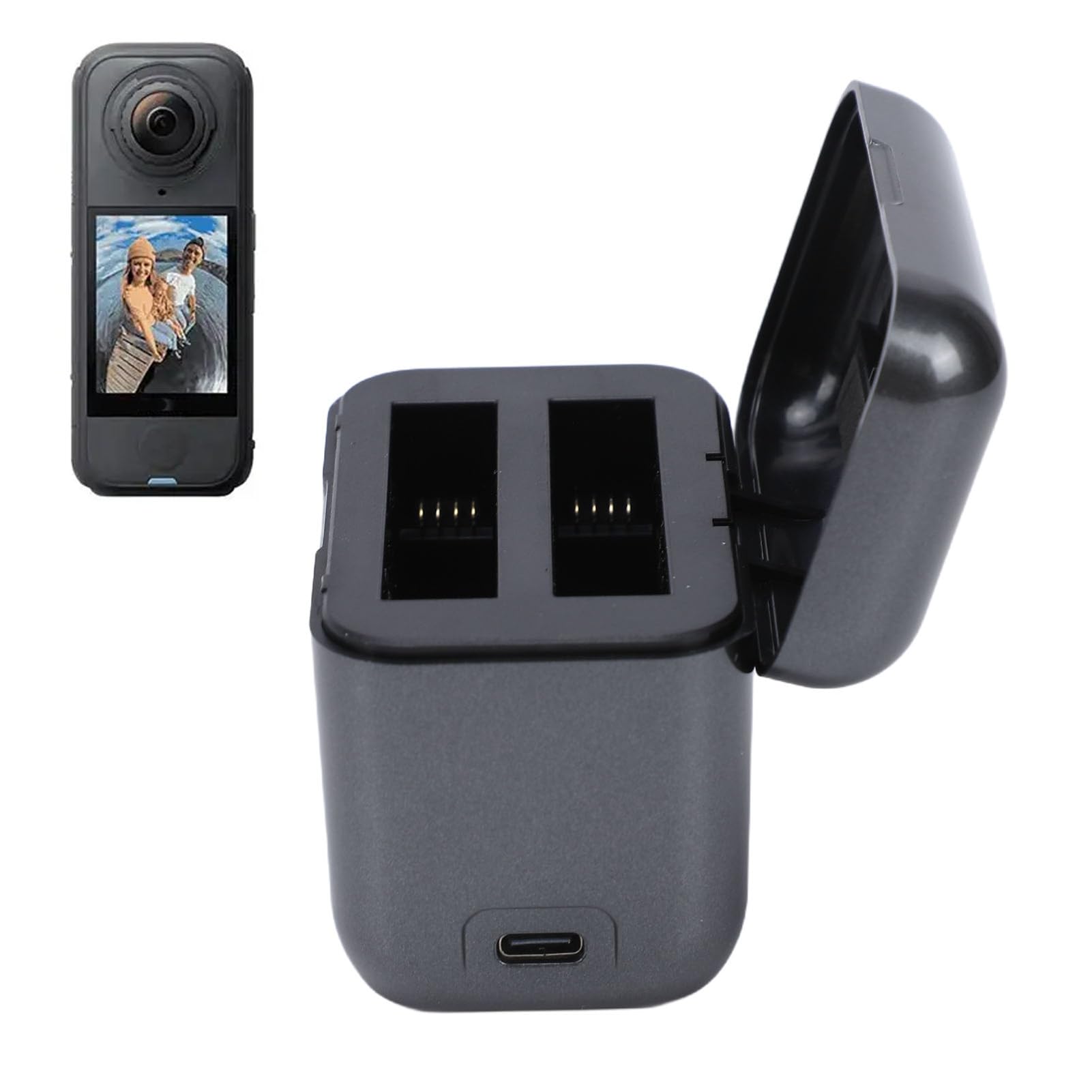Caricabatterie Rapido per Fotocamera Insta360 X4, Doppia Slot Hub di