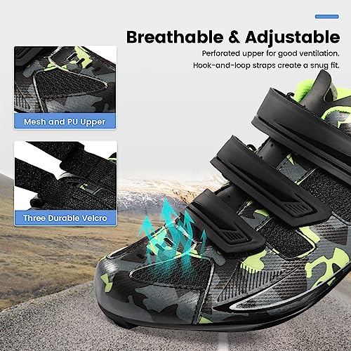 Image of Men's Cycling Shoes - 2 & 3 Bolt Look Delta Cleat Spin Bike Shoes - Compatible with SPD Clips - Perfect for Indoor & Outdoor Road Cycling
