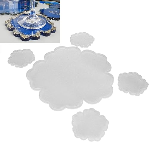 Miniatura 2 de Moldes de posavasos de resina, 5 moldes de posavasos en forma de flor para fundición de resina, moldes de silicona para posavasos de resina, moldes