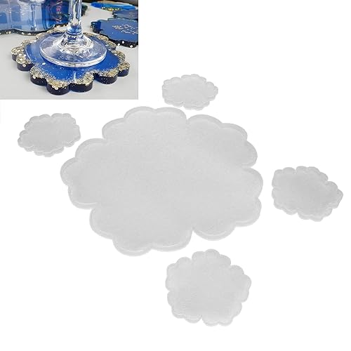 Miniatura 2 de Moldes de posavasos de resina, 5 moldes de posavasos en forma de flor para fundición de resina, moldes de silicona para posavasos de resina, moldes