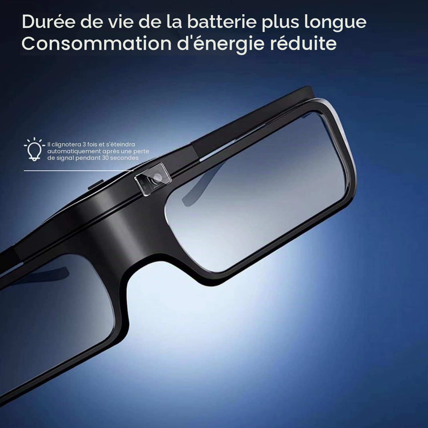 Lunettes 3D Actives JMGO – pour projecteurs 3D DLP-Link JMGO, 26 g, Design élégant, Jusqu’à 40 h d’autonomie, Rechargeables (Noir)