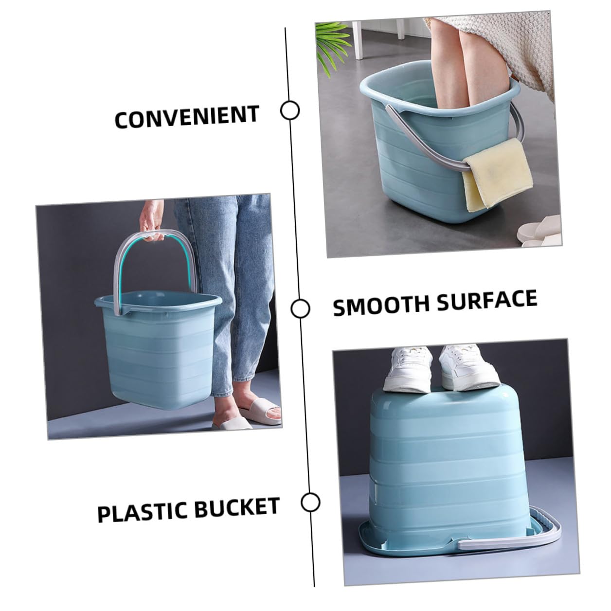 Secchio di Plastica Manico 15l Multifunzione per Pulizia e Contenitore Acqua Resistente per Famiglie e Aziende Agricole