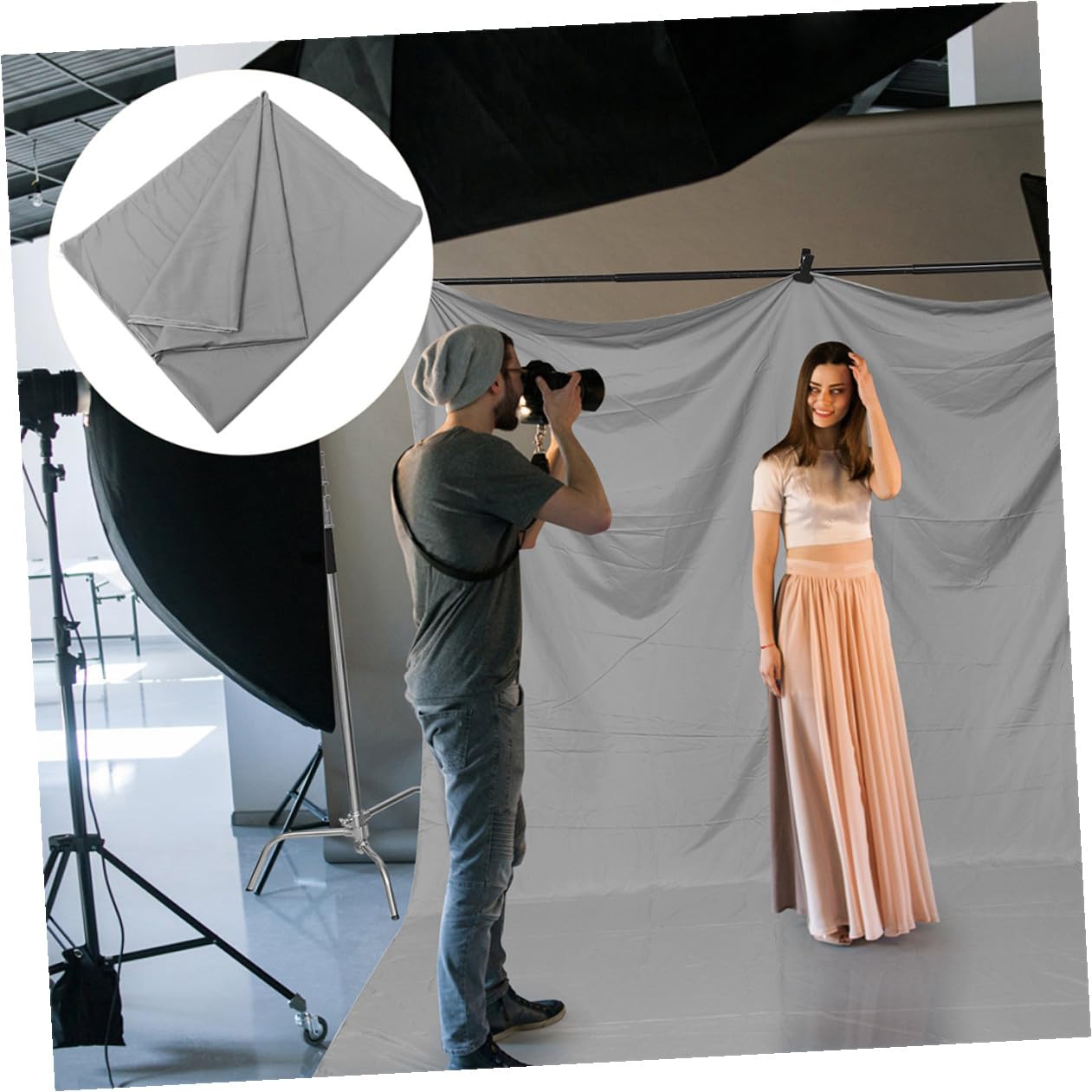 Zerodeko Sfondo per Fotografia Grigio in Cotone Poliestere Spesso, Resistente e Lavabile, per Studio Fotografico e Decorazioni per Banchetti