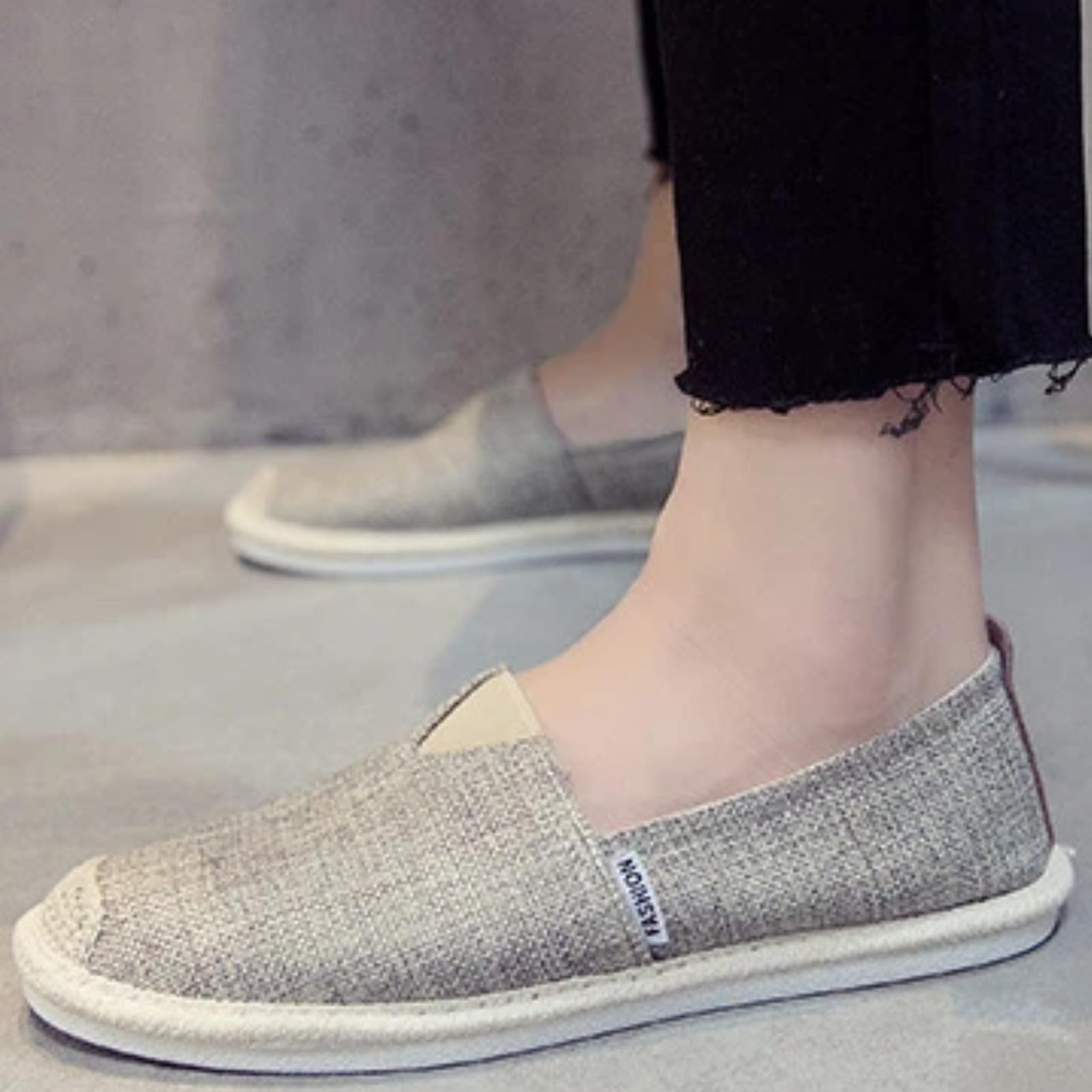 Scarpe Pescatore Uomo Estate Tela Basse Senza Lacci Casual(Grigio,44)