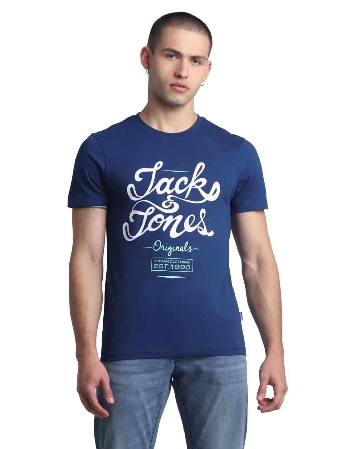 jack & jones Men's Cotton Letter Print Slim Fit T-Shirt-picture-29