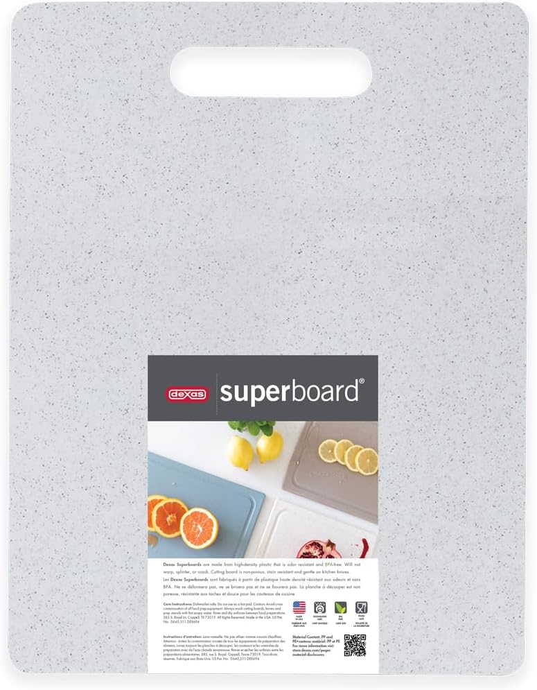 Dexas Superboard Cutting Board with Handle 8.5 x 11 inch Blue Granite, Compact Kitchen Prep Board, Dishwasher Safe, Non-Porous Poly Surface, Made in USA image 2