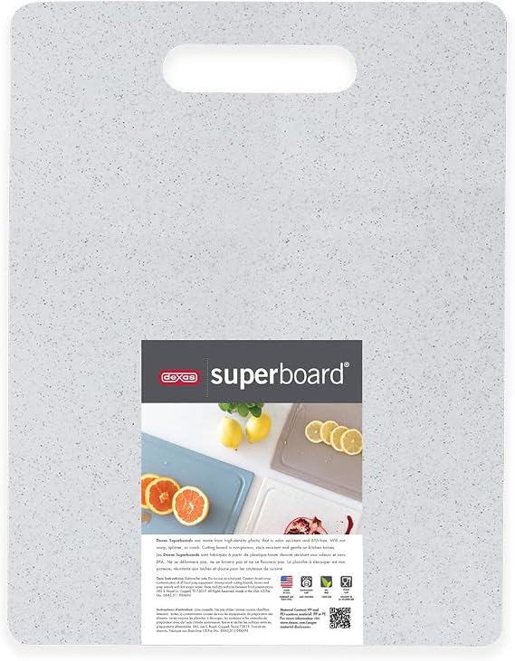Dexas Superboard Cutting Board with Handle 8.5 x 11 inch Blue Granite, Compact Kitchen Prep Board, Dishwasher Safe, Non-Porous Poly Surface, Made in USA