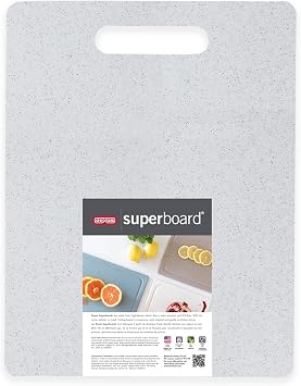 Dexas Superboard Cutting Board with Handle 8.5 x 11 inch Blue Granite, Compact Kitchen Prep Board, Dishwasher Safe, Non-Porous Poly Surface, Made in USA