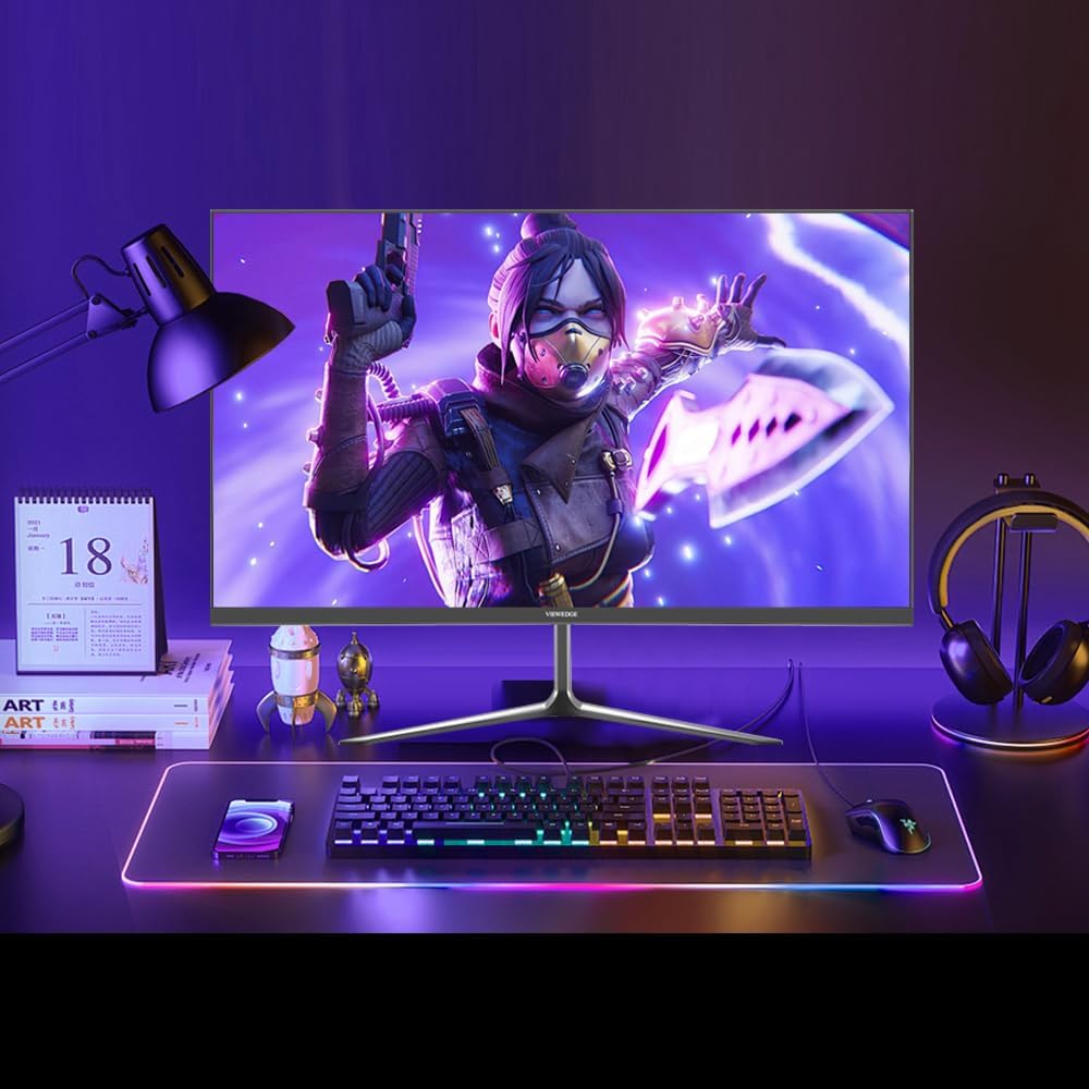 Viewedge 24 Inch Gaming Monitor 1080p 144hz, VA 1ms FHD Computer Monitor with 100% sRGB, Bluelight Filter, HDMI & VGA Port, Support Wall Mount