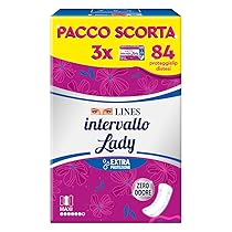 LINES INTERVALLO LADY PROTEGGISLIP, salvaslip distesi per tutti i tipi di perdite, protezione aggiuntiva, zero odore, confezione scorta