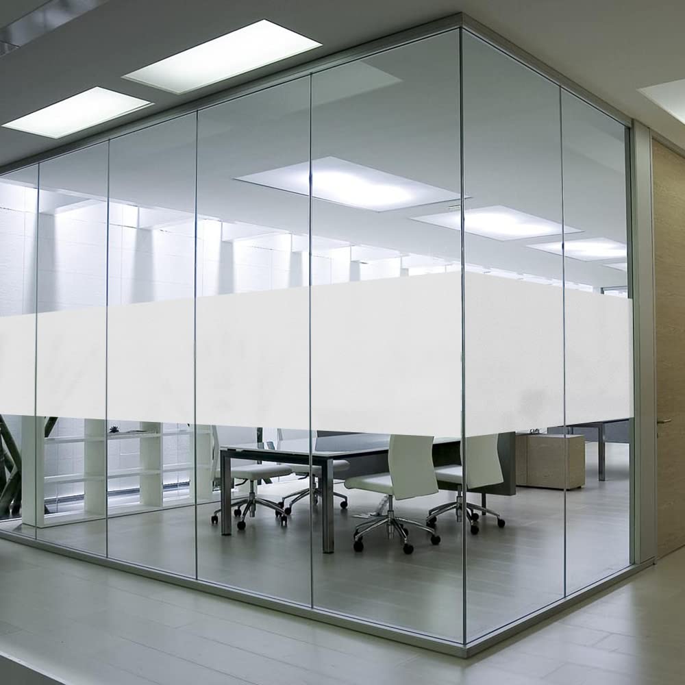 Donox Window Privacy Film, Frosted Glass Film, Static Cling Window Film UV Blocking Removable Window Clings, Non Adhesive Opaque Vinyl Window Coverings for Bathroom Home Office 23.6X 78.7 Inch