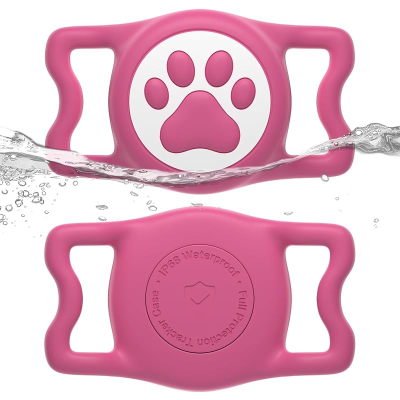 Capa de silicone para AirTag WhoseID com suporte para coleira de cães e gatos, flexível, Rose-White, 1 unidade