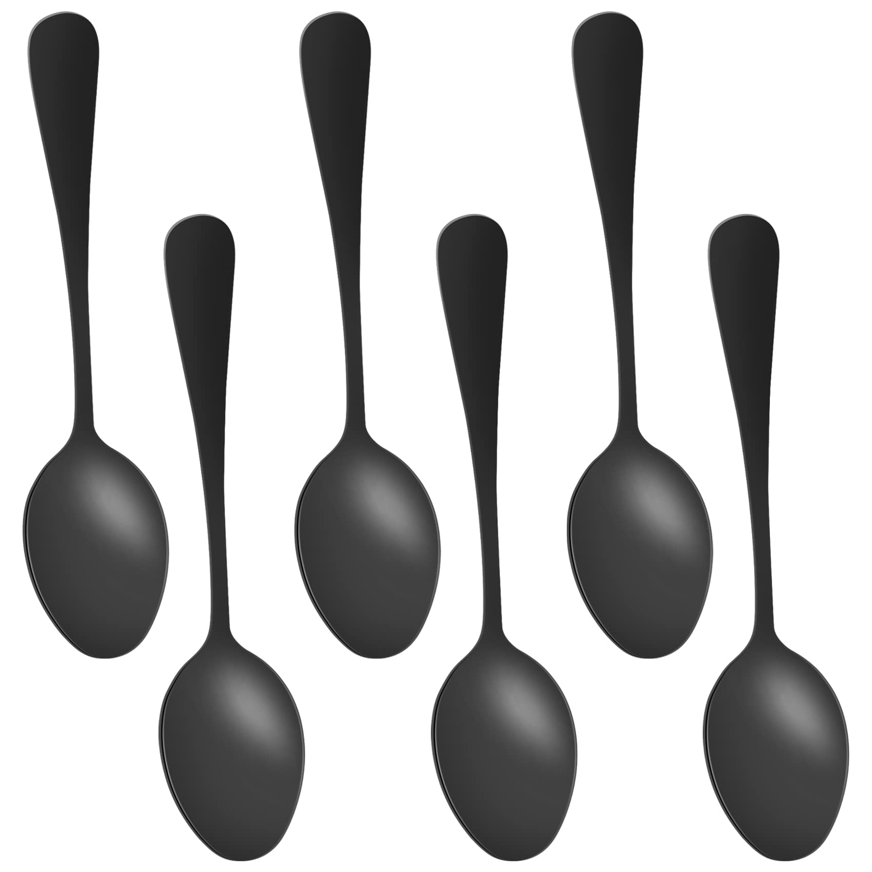 qimoi Black teaspoons teaspoons, Mini stainless steel cake spoons, scoop for ice cream, small teaspoons for dessert, set of 6 (black coffee spoons)