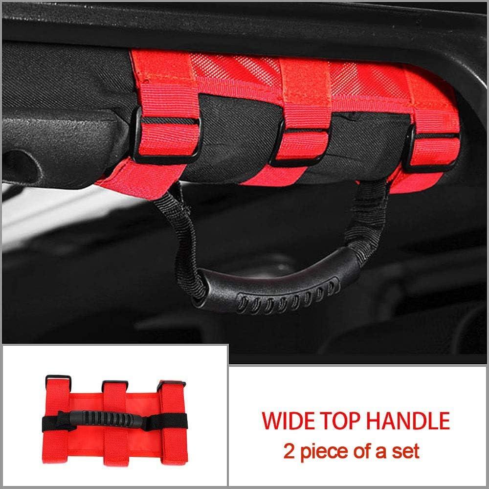 WFPOWER 2 x Roll Bar Grab Handles Grip Handle Compatible with Jeep Wrangler YJ TJ JK JL & Gladiator JT 1987-2021, Decor Accessories Fits for Jeep Gladiator Roll Bars