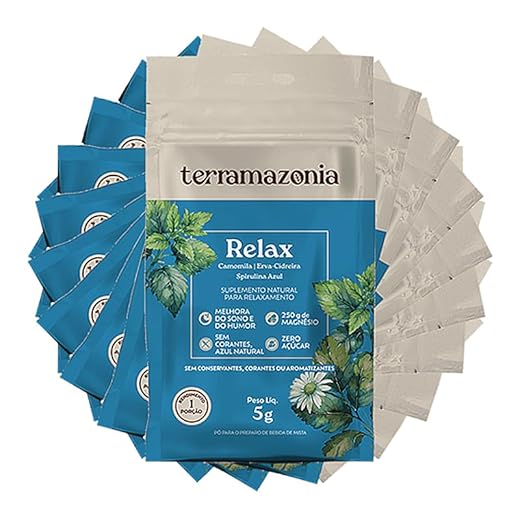 Relax Camomila, Erva Cidreira e Spirulina Azul 5g Terramazonia 10 Sachês
