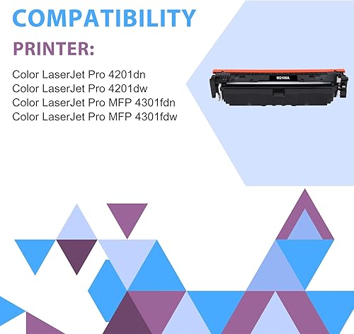 Miniatura 2 de Paquete de 4 cartuchos de tóner 210A (con chip) compatibles con HP Color Laserjet Pro MFP 4301fdw 4301fdn Pro 4201dw 4201dn Series 210X 210 W2100A