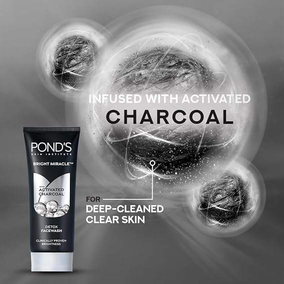 POND'S Bright Miracle With Activated Charcoal Facewash, 100g