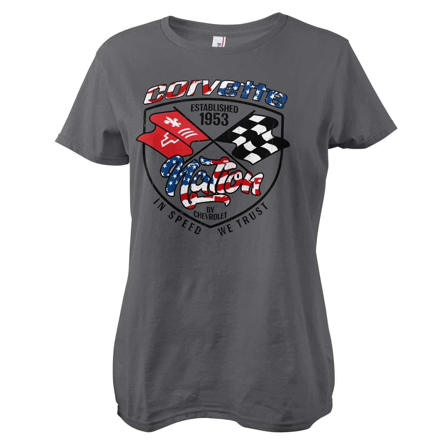 Chevrolet Officially Licensed Corvette Nation Women T-Shirt (Dark Grey), Medium