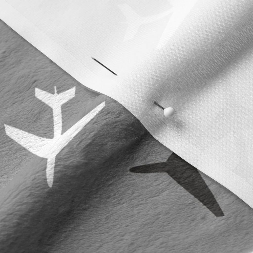 Spoonflower Fabric - Plane, Airplanes, Black, White, Gray, Boy, Nursery, Neutral, Kids Printed on Minky Fabric by The Yard - Sewing Baby Blankets Quilt Backing Plush