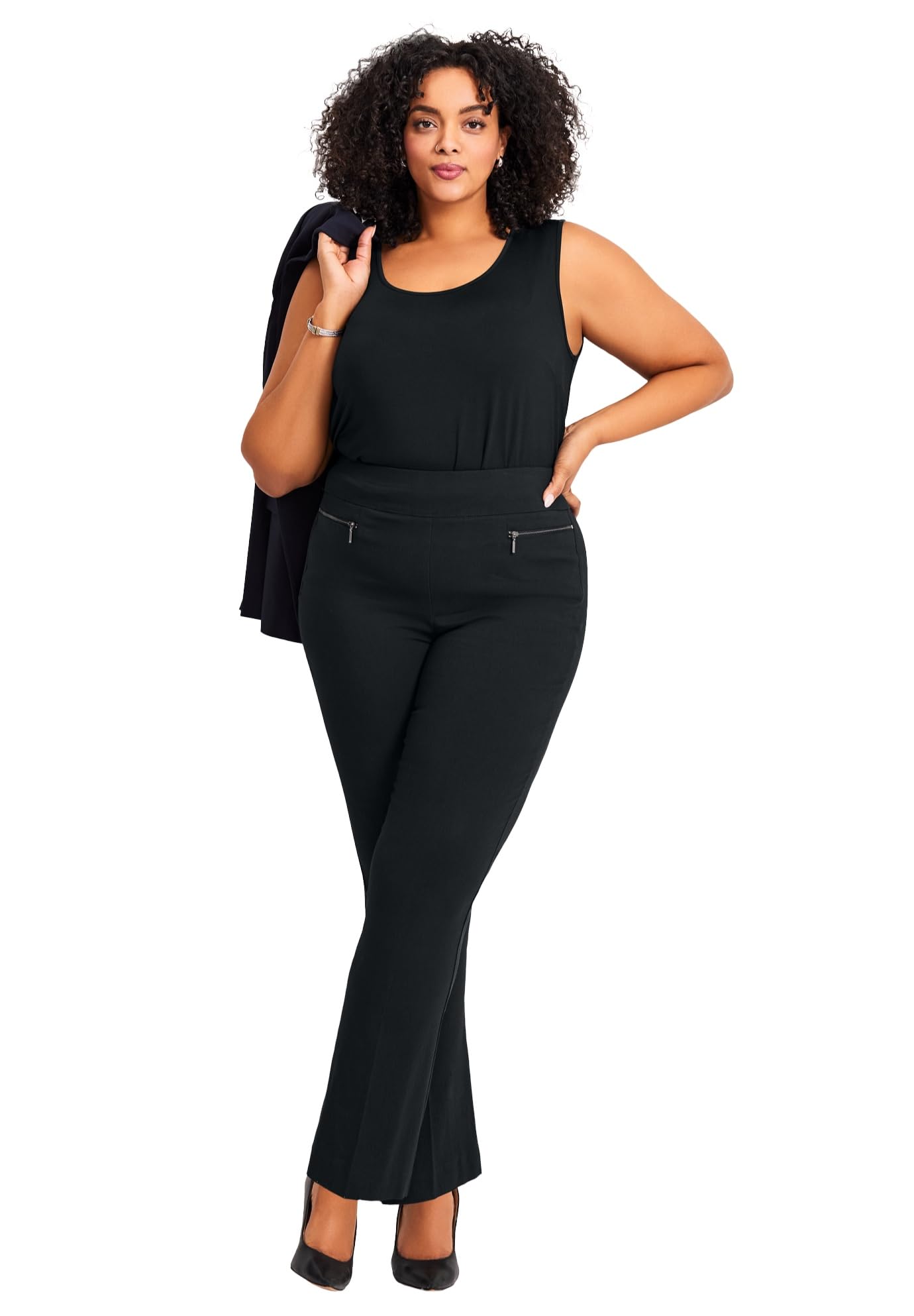 Avenue Womens Plus Size Petite Super Stretch Zip Pant