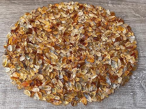 Image of GAF TREASURES 2 oz Lot Natural Citrine Semi Tumbled Gemstone Chips, Crushed Mini Crystals, Undrilled Crystal Chips (Citrine-Dark)