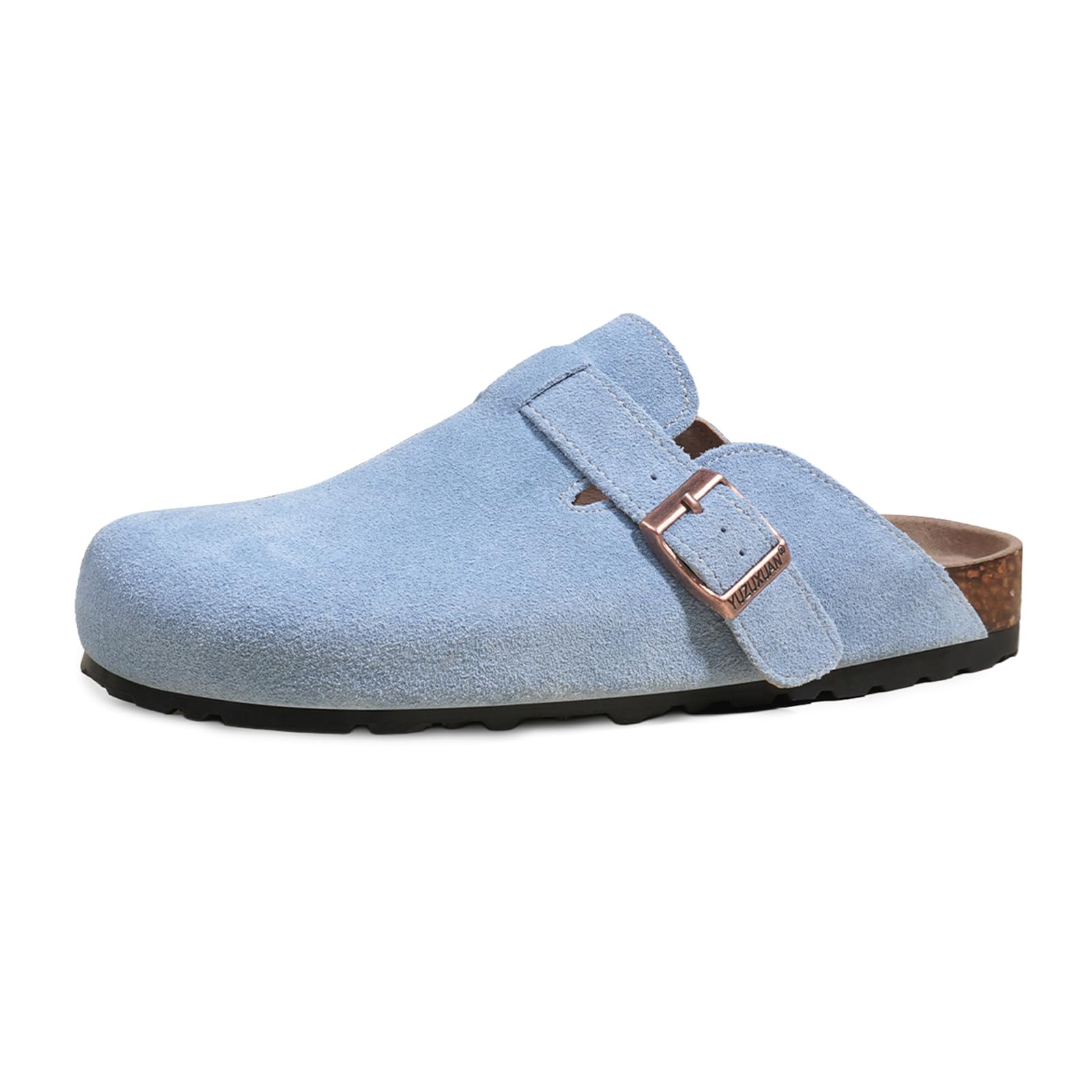 AONETIGER Mules et Sabots Femme Semelle Liège Bout Fermé GR.36-40 EU | Chaussons Pantoufles en Daim Cuir | Antidérapante Chaussures de Jardin | idéaux pour Maison, Bureau, Intérieur et Extérieur
