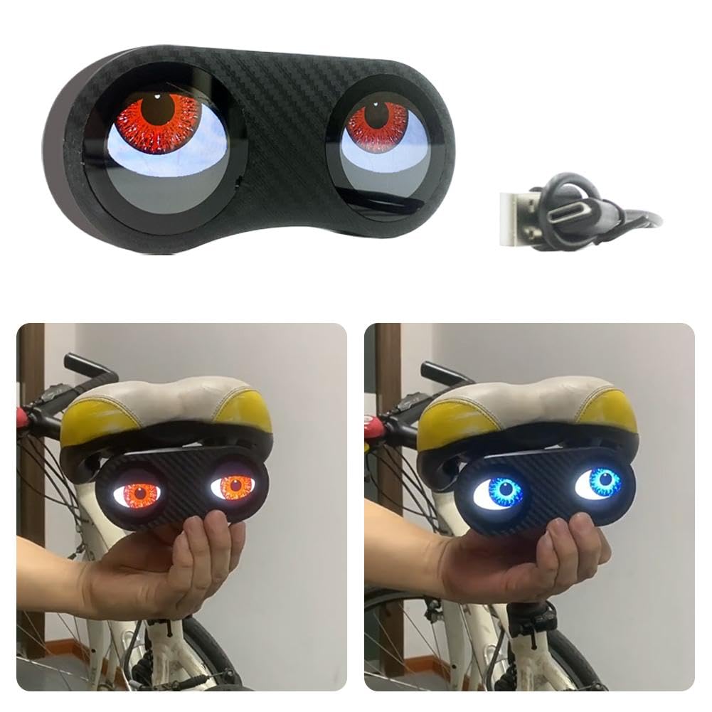 Luz trasera de la bicicleta de los ojos del demonio, luces traseras de la bicicleta de los ojos programables impermeables, luz trasera de la bicicleta de los ojos del diablo recargable USB inteligente