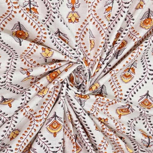 Image of 100% Cotton Single Bedsheet with 1 Pillow Cover | 240 TC Pure Cotton Flat Bed Sheet | Traditional Jaipuri Printed Bedding Set | Soft & Breathable | 60 x 90 Inch (Rangmahal Single 38)